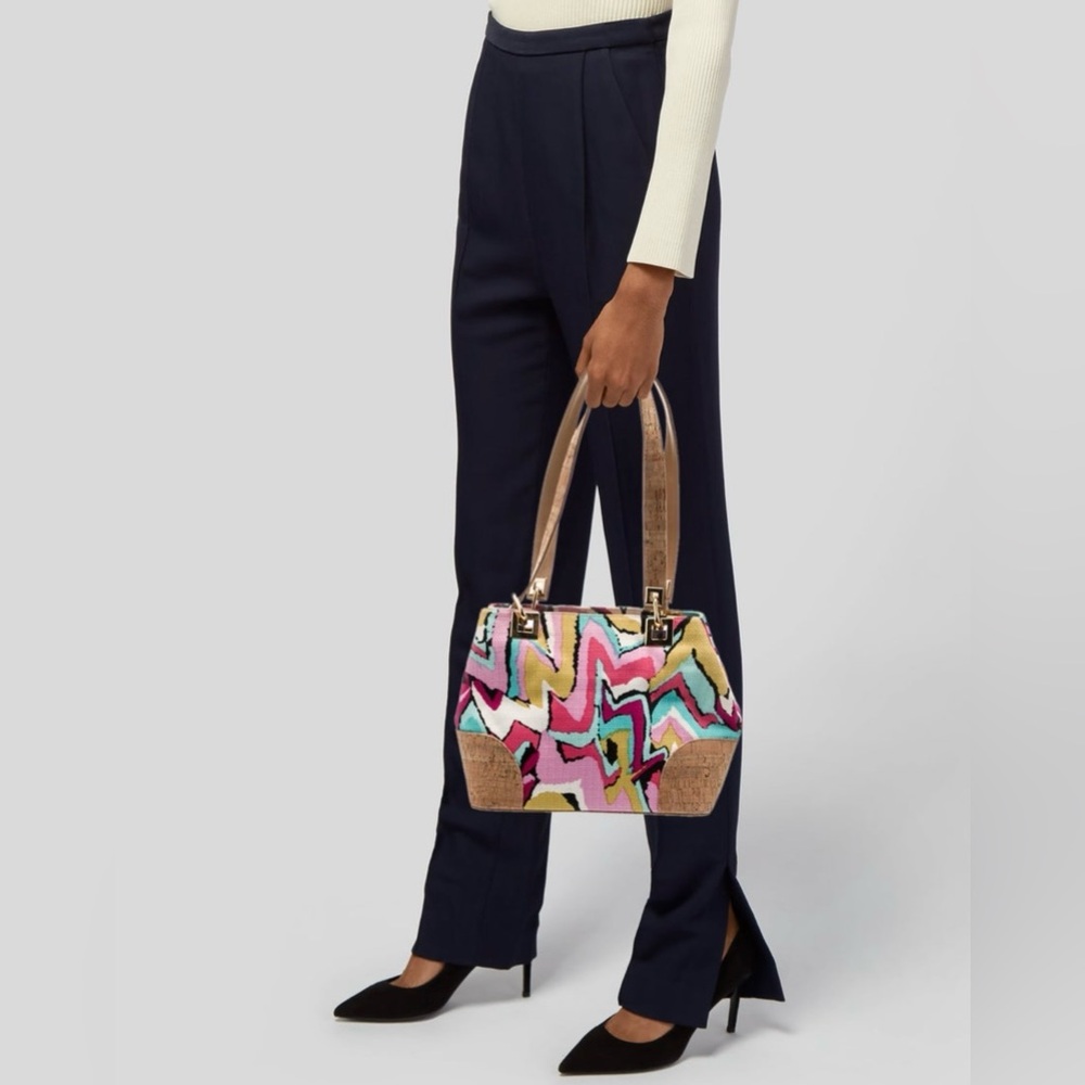 Stuart Weitzman pattern canvas shoulder bag